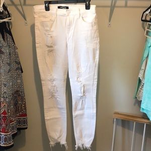 Express white distressed jegging